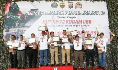 Sambut HUT Kodam I/BB, Ke 72, DANREM 023/KS Ikuti Lomba Tembak Pistol Eksekutif 