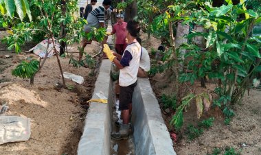 Hindari Banjir, Pemdes Tap. Nauli III, Bangun Parit Beton Sepanjang 115 Meter
