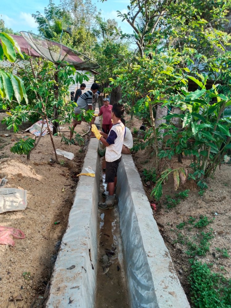 Hindari Banjir, Pemdes Tap. Nauli III, Bangun Parit Beton Sepanjang 115 Meter