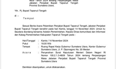 Kemendagri Perpanjang Masa Jabatan Pj. Bupati Tapteng Sugeng Riyanta